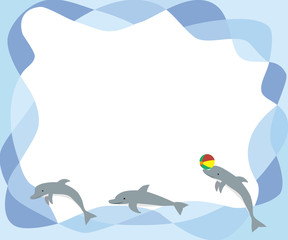Blue frame and dolphin illustration