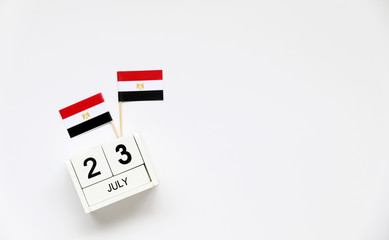 July 23 Wooden calendar Concept independence day of Egypt and Egypt national day.Copy space,minimal style