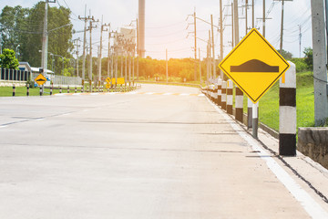 Traffic sign on road in the industrial estate