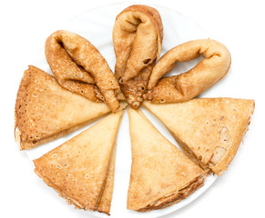 Pancakes on a white background