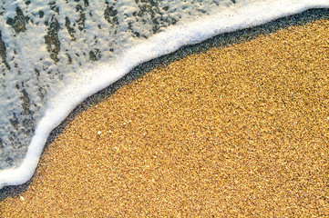 Summer Beach Background with Sea Waves and Sand. Travel and Vacation Concept.