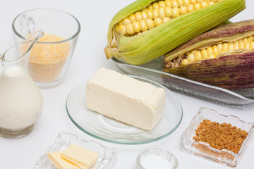Traditional Colombian Arepa de Choclo Preparation : Sweet corn bread ingredients