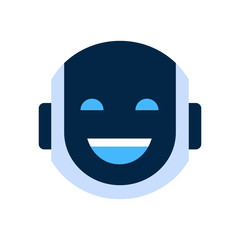 Robot Face Icon Smiling Face Laugh Emotion Robotic Emoji Vector Illustration