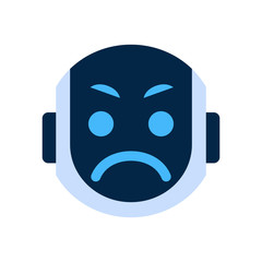 Robot Face Icon Angry Face Emotion Robotic Emoji Vector Illustration