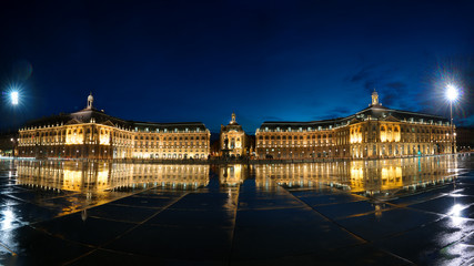 Fototapeta na wymiar Panoramic image of Place De La Bourse with reflection in Bordeaux , France