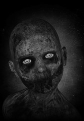3d illustration of scary zombie boy