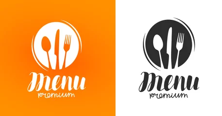 Deurstickers Koken, keuken-logo. Pictogram en label voor design menu restaurant of café. Belettering, kalligrafie vectorillustratie © ~ Bitter ~