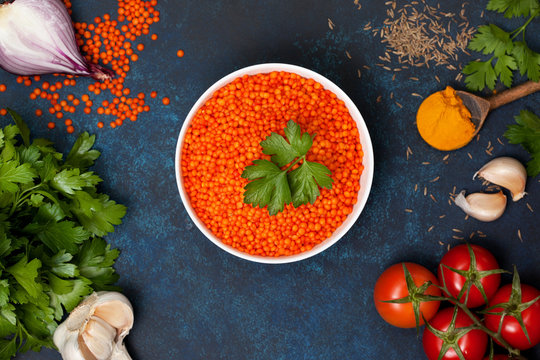red lentils in a white bowl
