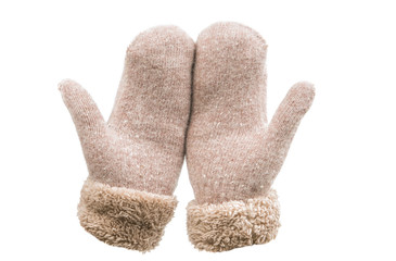 Warm mittens isolated
