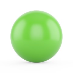 3d rendering green sphere on white background