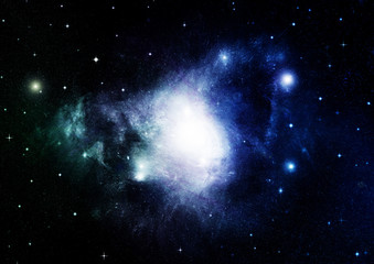 Stars, dust and gas nebula in a far galaxy