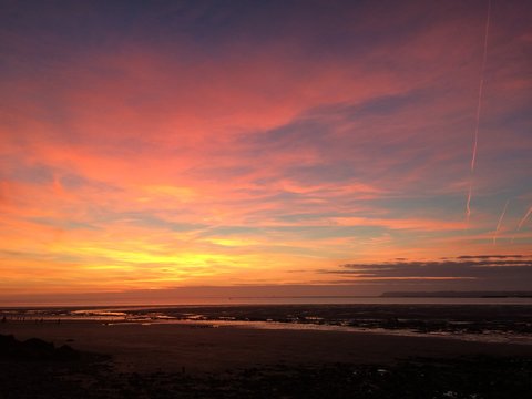 Coucher de soleil c&ocirc;te normande