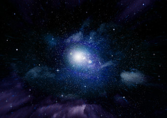 Stars, dust and gas nebula in a far galaxy