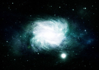 Stars, dust and gas nebula in a far galaxy