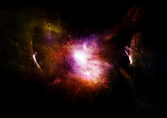 Stars, dust and gas nebula in a far galaxy