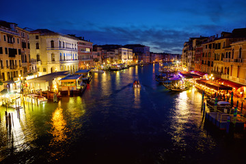 Grand Canal at night in Venice, Italy