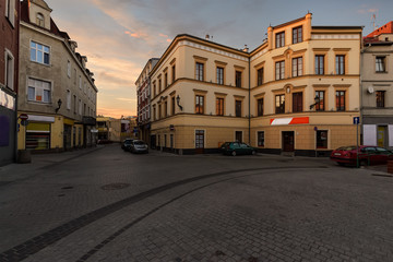 Vintage houses on the street in old town of Gliwice