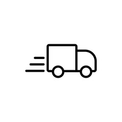 delivery, transport, truch, shipping, line icon black on white background