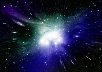 Fototapeta premium Stars, dust and gas nebula in a far galaxy