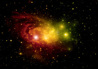 Stars, dust and gas nebula in a far galaxy