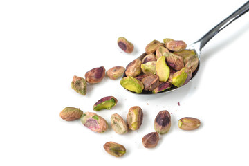 Pistachio with no shell on white background - isolated