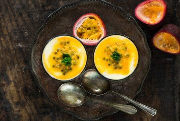 Passion fruit cheesecake dessert pots