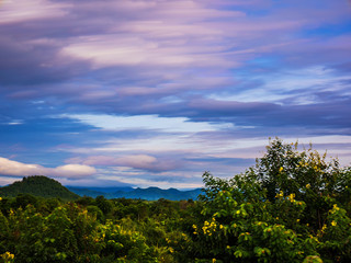 Mountain view with blue sky