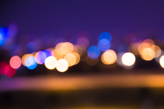 Defocused blur of city lights at night abstract  
