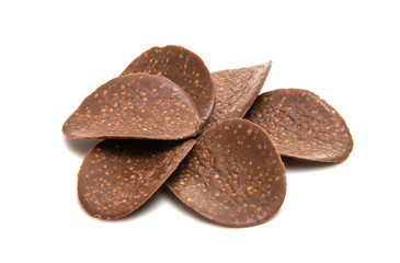 Chocolate chips with nuts isolated