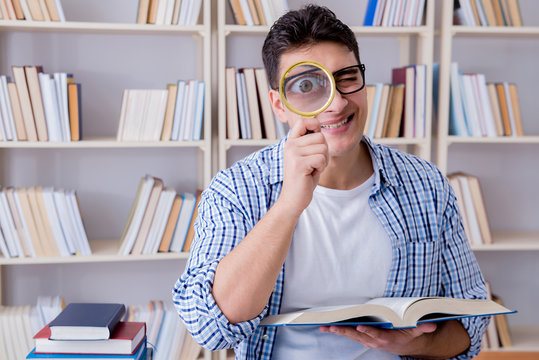 Young student with books preparing for exams