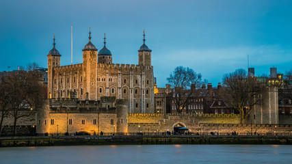 Fototapeta na wymiar London, England - The world famous Tower of London at dusk