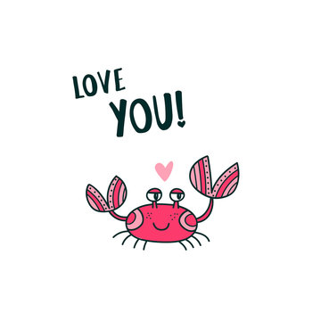 Cute crab saying Love You