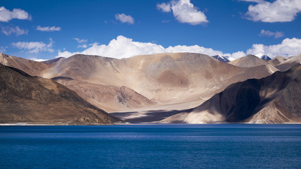 Fototapeta na wymiar Relaxation at Pangong Lake, Leh Ladakh, India