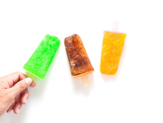 Home made ice cream on white background.