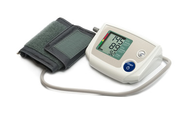Blood pressure monitor (tonometer) on a white background