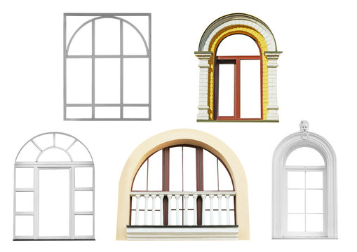 Different windows on white background