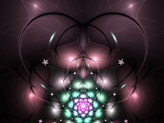 Dark colorful fractal heart, valentine's day motive, digital artwork for creative graphic design - 164480337