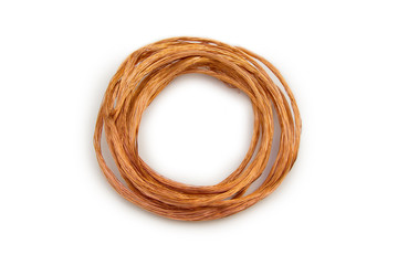 Cooper wire , twisted ring on the white background.