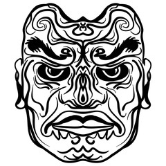Tattoo design of tribal mask illustration