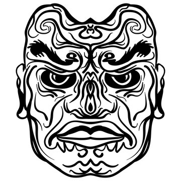 Tattoo design of tribal mask illustration