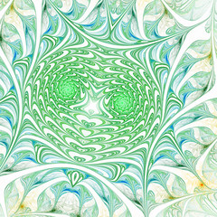 Green fractal swirls, digital artwork for creative graphic design