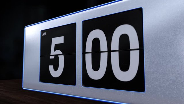 Retro Flip Alarm Clock at 5AM closeup