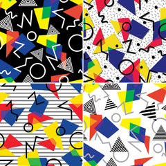 Set of four abstract seamless patterns.