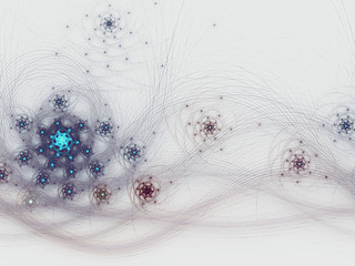 Light fractal curves with stars, digital artwork for creative gr