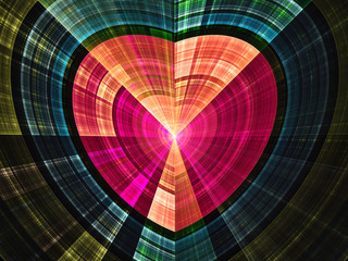 Shiny colorful fractal heart, digital artwork for creative graphic design - 164483131