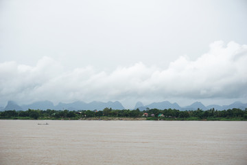 Lao side of the Mekong River from the Thai side at Nakhon Phanom.