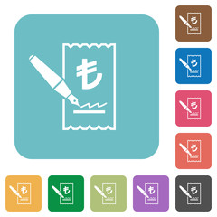 Signing Lira cheque rounded square flat icons
