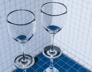 3d render of two empty wine glasses