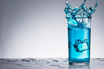 water with splash and drops