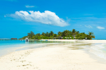 Beautiful bay and sandy beach, Maldives island